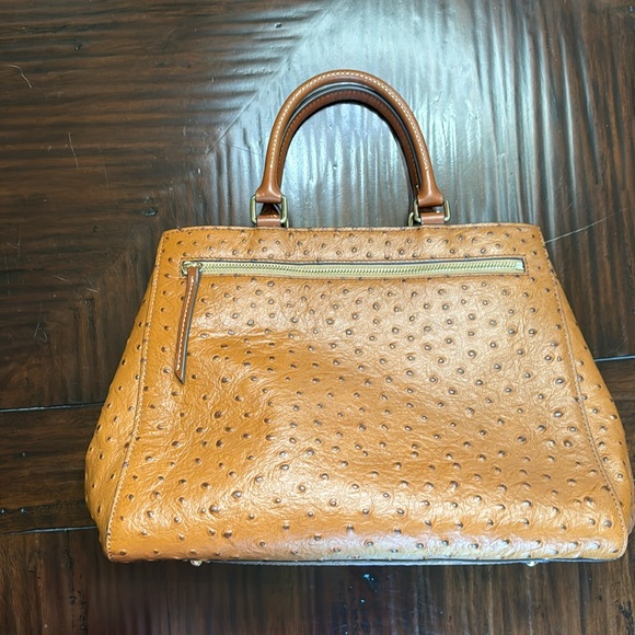 Dooney & Bourke Zippered Ostrich Satchel Tan - Picture 2 of 7